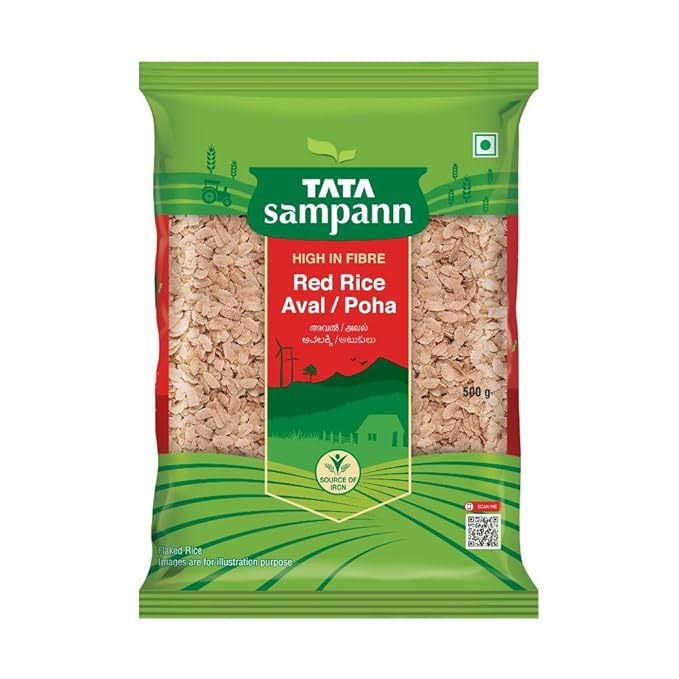 Tata Sampann Red Rice Poha Aval with High Dietary Fibre, 500 g