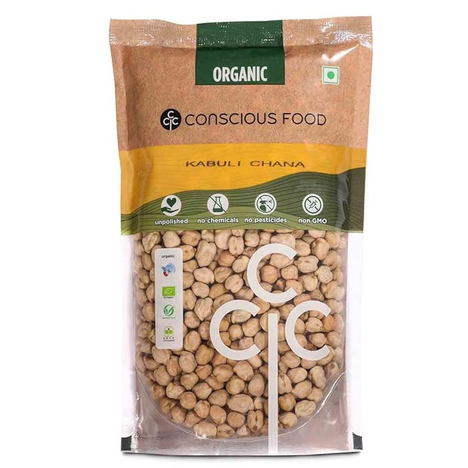 Conscious Food Organic Kabuli Chana | 500g | Certified Organic | Unpolished | Garbanzo Beans, Choley, Chickpeas - Image 4