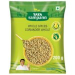 Tata Sampann Coriander Whole (Dhaniya), Whole Spices, Natural Oils*, Rich Aroma, 200g