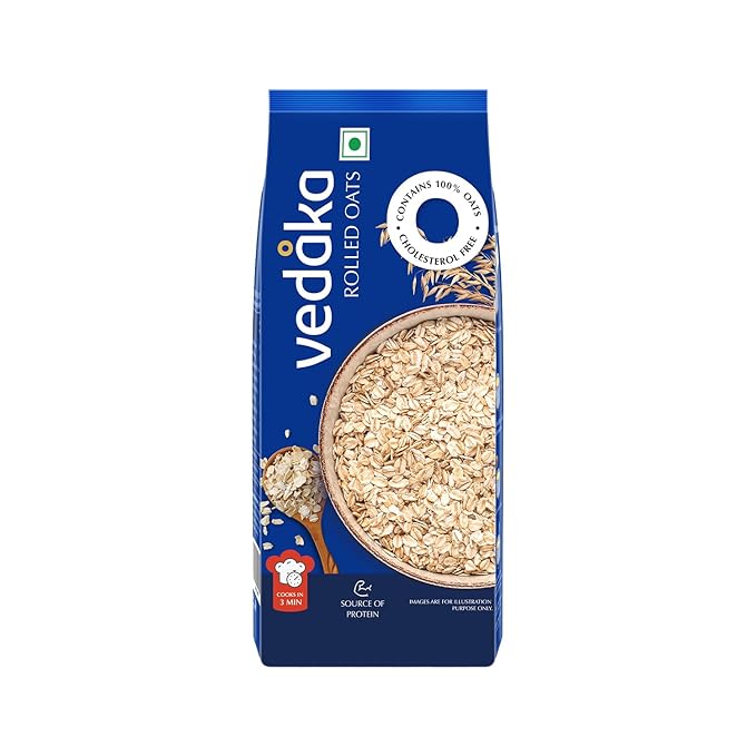 Amazon Brand – Vedaka Rolled Oats | 2 Kg | Contains 100% Oats | Source of Protein | Quick Breakfast – Cooks in 3 Mins