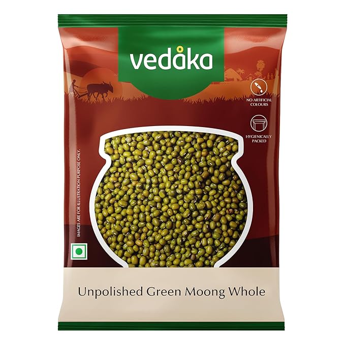 Amazon Brand – Vedaka Unpolished Green Moong Dal | Whole | 1 Kg | Popular Green Moong Dal | Naturally Rich in Protein | Naturally Cholesterol Free