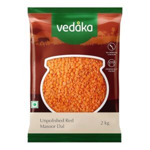 Amazon Brand - Vedaka Unpolished Red Masoor Dal | Split | 2 Kg | Popular Red Masoor Dal | Naturally Rich In Protein | Naturally Cholesterol-Free