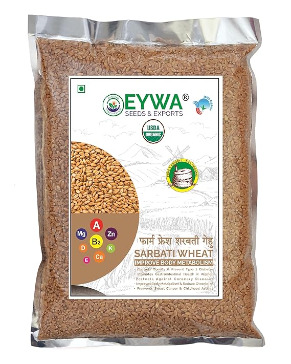 Eywa Seeds & Exports Pvt Ltd Organic Sarbati Wheat Grains (5 Kgs) For Eating And Cookings|Premium Grains/Gehu By Eywa